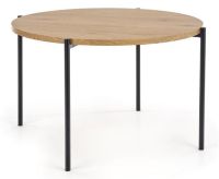 St�l MORGAN, pl�t: dyhovan� MDF + laminovan� MDF-dub zlat�/podno�: z lakovanej ocele �iernou pr�kovou farbou - ilustra�n� obr�zok