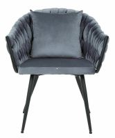 Stolička NUVO VELVET, poťah: látka BLUVEL 14 sivá/kov: čierna mat. - ilustračný obrázok Stolička NUVO VELVET, poťah: látka BLUVEL 14 sivá/kov: čierna mat. - ilustračný obrázok