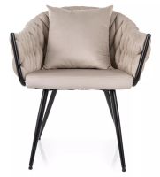 Stolička NUVO VELVET, poťah: látka BLUVEL 30 svetlá béžová/kov: čierna mat. - ilustračný obrázok Stolička NUVO VELVET, poťah: látka BLUVEL 30 svetlá béžová/kov: čierna mat. - ilustračný obrázok