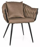 Stolička NUVO VELVET, poťah: látka BLUVEL 40 tmavá béžová/kov: čierna mat. - ilustračný obrázok Stolička NUVO VELVET, poťah: látka BLUVEL 40 tmavá béžová/kov: čierna mat. - ilustračný obrázok