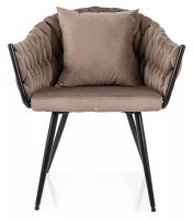 Stolička NUVO VELVET, poťah: látka BLUVEL 40 tmavá béžová/kov: čierna mat. - ilustračný obrázok Stolička NUVO VELVET, poťah: látka BLUVEL 40 tmavá béžová/kov: čierna mat. - ilustračný obrázok