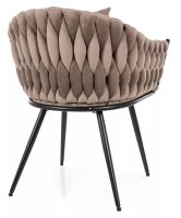 Stolička NUVO VELVET, poťah: látka BLUVEL 40 tmavá béžová/kov: čierna mat. - ilustračný obrázok Stolička NUVO VELVET, poťah: látka BLUVEL 40 tmavá béžová/kov: čierna mat. - ilustračný obrázok