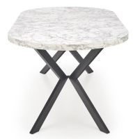 St�l PERONI, pl�t: laminovan� MDF, ktor� imituje luxusn� biely mramor s jemn�m, prirodzen�m siv�m �ilkovan�m/podno�: s matn�mi �iernymi oce�ov�mi nohami - ilustra�n� obr�zok