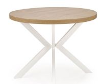 St�l PERONI, pl�t: dyhovan� MDF + laminovan� MDF-dub zlat�/podno�: oce� o�etren� pr�kov�m n�strekom - biela - ilustra�n� obr�zok