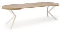 St�l PERONI, pl�t: dyhovan� MDF + laminovan� MDF-dub zlat�/podno�: oce� o�etren� pr�kov�m n�strekom - biela - ilustra�n� obr�zok
