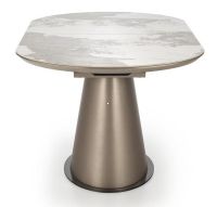 St�l ROBINSON, pl�t: lakovan� MDF + keramick� vrchn� doska s text�rou b�ov�ho mramoru/podno�: kombin�cia lakovan� MDF dosky + pr�kov� lakovan� oce� - cappuccino/matn� �ierne detaily - ilustra�n� obr�zok