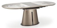 St�l ROBINSON, pl�t: lakovan� MDF + keramick� vrchn� doska s text�rou b�ov�ho mramoru/podno�: kombin�cia lakovan� MDF dosky + pr�kov� lakovan� oce� - cappuccino/matn� �ierne detaily - ilustra�n� obr�zok