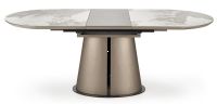 St�l ROBINSON, pl�t: lakovan� MDF + keramick� vrchn� doska s text�rou b�ov�ho mramoru/podno�: kombin�cia lakovan� MDF dosky + pr�kov� lakovan� oce� - cappuccino/matn� �ierne detaily - ilustra�n� obr�zok