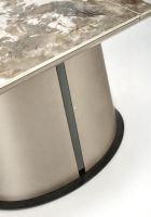 St�l ROBINSON, pl�t: lakovan� MDF + keramick� vrchn� doska s text�rou b�ov�ho mramoru/podno�: kombin�cia lakovan� MDF dosky + pr�kov� lakovan� oce� - cappuccino/matn� �ierne detaily - ilustra�n� obr�zok