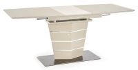 St�l SORENTO, pl�t: tvrden� sklo + lakovan� MDF-champagne mat./podno�: lakovan� MDF doska v kombin�cii s nehrdzavej�cou oce�ou - ilustra�n� obr�zok