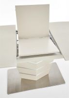 St�l SORENTO, pl�t: tvrden� sklo + lakovan� MDF-champagne mat./podno�: lakovan� MDF doska v kombin�cii s nehrdzavej�cou oce�ou - ilustra�n� obr�zok