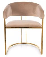 Stolička TULIPE VELVET, poťah: látka BLUVEL 28 bežová/kov - zlatá, ilustračný obrázok Stolička TULIPE VELVET, poťah: látka BLUVEL 28 bežová/kov - zlatá, ilustračný obrázok