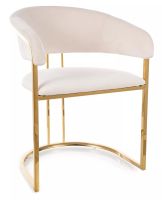 Stolička TULIPE VELVET, poťah: látka BLUVEL 22 svetlá béžová/kov - zlatá, ilustračný obrázok Stolička TULIPE VELVET, poťah: látka BLUVEL 22 svetlá béžová/kov - zlatá, ilustračný obrázok