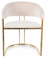 Stolička TULIPE VELVET, poťah: látka BLUVEL 22 svetlá béžová/kov - zlatá, ilustračný obrázok Stolička TULIPE VELVET, poťah: látka BLUVEL 22 svetlá béžová/kov - zlatá, ilustračný obrázok
