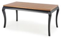 St�l WINDSOR, pl�t: dyhovan� MDF + mas�vne drevo na hran�ch-tmav� dub/podno�: mas�vne drevo - �ierna - ilustra�n� obr�zok