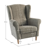 Kreslo CHARLOT, l�tka Coral Baucl� 50 taupe - rozmery