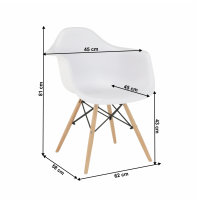kreslo DAMEN 2 NEW - rozmery, farba: masvne drevo - buk/kov - oce/plast - biela, ilustran obrzok