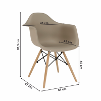 kreslo DAMEN 2 NEW - rozmery, farba: masvne drevo - buk/kov - oce/plast - cappuccino, ilustran obrzok