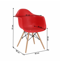 kreslo DAMEN 2 NEW - rozmery, farba: masvne drevo - buk/kov - oce/plast - erven, ilustran obrzok