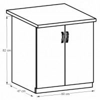 kuchynsk linka PROVANCE spodn skrinka D60 - rozmery, farba korpusu: biela / dvierka: sosna Andersen, ilustran obrzok
