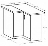 kuchynsk linka SICILIA spodn skrinka rohov D90N rozmery, ilustran obrzok