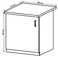 kuchynsk linka LAYLA D601F skrinka spodn, perokresba - rozmer, strana: univerzlna L/P, farba: korpus biela / dvierka: siv mat, ilustran obrzok
