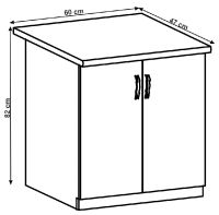 kuchynsk linka LAYLA D60 skrinka spodn, perokresba - rozmer, strana: univerzlna L/P, farba: korpus biela / dvierka: siv mat, ilustran obrzok
