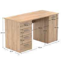 PC stolík EUSTACH - rozmery, farba: dub artisan PC stolík EUSTACH - rozmery, farba: dub artisan