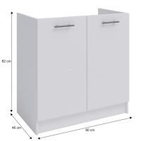 kuchynsk linka FABIANA S-80ZL - rozmery, farba: korpus biela/dvierka biela, ilustran obrzok