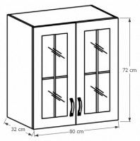kuchynsk linka PROVANCE skrinka horn G80S - rozmery, farba korpusu: biela / dvierka: sosna Andersen,  ilustran obrzok
