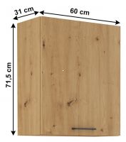 kuchynsk linka MONRO 60 G-72 1F skrinka horn - rozmery, farba korpusu: dub artisan/dvierka: dub artisan, ilustran obrzok