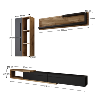 obvacia stena KALVADOS zostava - rozmery, dub tacho / antracit