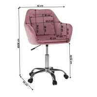 kancelrske kreslo KLIAN - rozmery, poah: ltka VELVET ruov/kov-chrm, ilustran obrzok