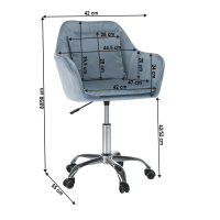 kancelrske kreslo KLIAN - rozmery, poah: ltka VELVET modr/kov-chrm, ilustran obrzok