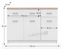 komoda TOPTY TYP 07 - rozmery, farba: biela/dub sonoma, ilustran obrzok