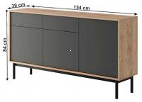 komoda BERGEN BK154 - rozmery, farba: dub jackson hickory/grafit, ilustran obrzok