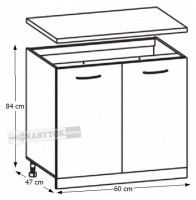 kuchynsk linka CYRA NEW skrinka spodn D-60, perokresba - rozmery, ilustran obrzok