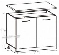 kuchynsk linka CYRA NEW skrinka spodn D-80, perokresba - rozmery, ilustran obrzok