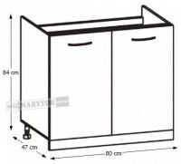kuchynsk linka CYRA NEW skrinka spodn drezov DZ-80, perokresba - rozmery, ilustran obrzok