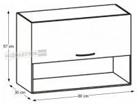 kuchynsk linka CYRA NEW skrinka horn G-80 O, perokresba - rozmery, ilustran obrzok
