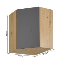 kuchynsk linka LANGEN G60N skrinka horn rohov - rozmery, farba: korpus dub artisan / dierka siv mat, ilustran obrzok
