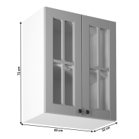 kuchynsk linka LAYLA G60S skrinka horn sklo - rozmer, farba: korpus: biela / dvierka: siv mat, ilustran obrzok