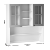 kuchynsk linka LAYLA K120 skrinka horn sklo - rozmer, farba: korpus: biela / dvierka: siv mat, ilustran obrzok