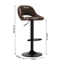 barov stolika LORASA - rozmery, poah: ltka s efektom brsenej koe hned/kov - ierna, ilustran obrzok