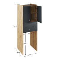 skrinka nad pr��ku NATALI typ 9 - rozmery, farba: dub artisan / grafit