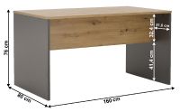 PC stolk RIOMA typ 16 - rozmery, farba: grafit / dub artisan 