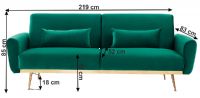 pohovka FASTA - rozmery, poah: ltka smaragdov, ilustran obrzok