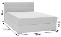 Boxspring FERATA 120x200 cm - rozmery, poah: ltka COLET 04 siv, ilustran obrzok