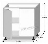 kuchynsk linka LINE D 80 spodn skrinka - rozmery, ilustran obrzok