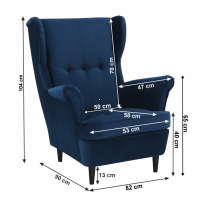 Kreslo RUFINO - rozmery, poah: ltka KRONOS 09 modr, ilustran obrzok